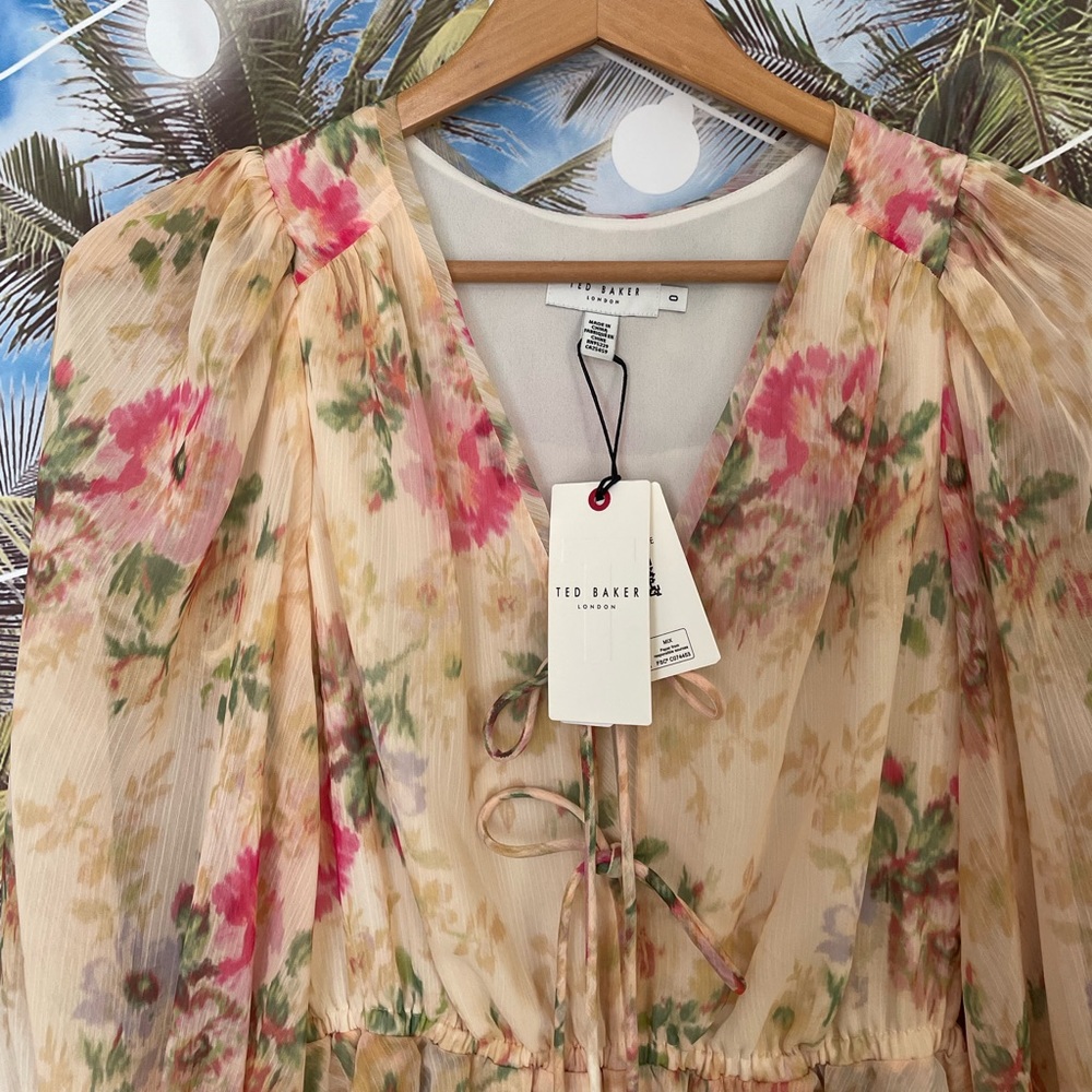 Ted Baker Tamziiy Floral Print Tie Front Mini Dress - Picture 11 of 11